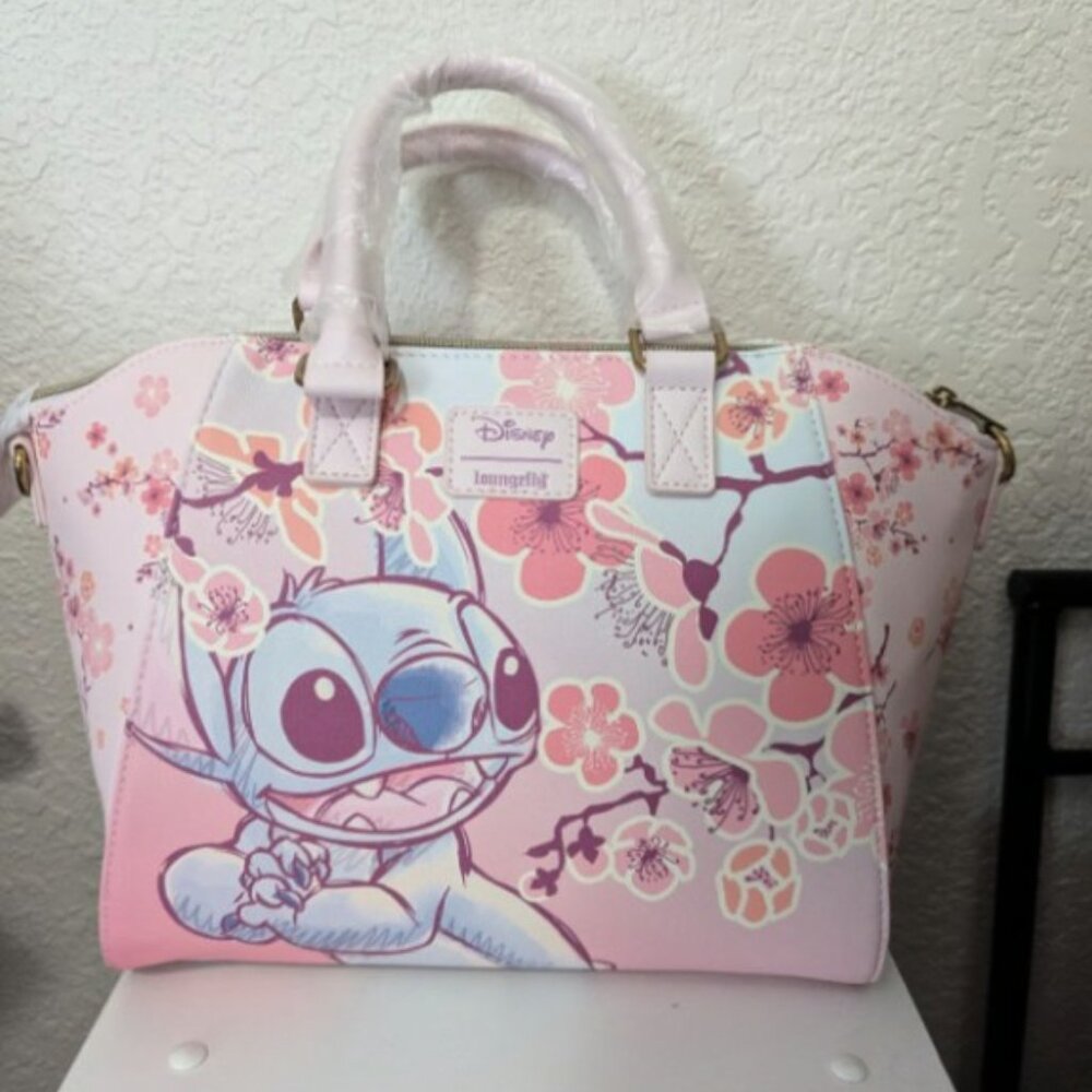 Stitch Cherry Blossom Disney Loungefly Purse/Satchel - Picture 2 of 6
